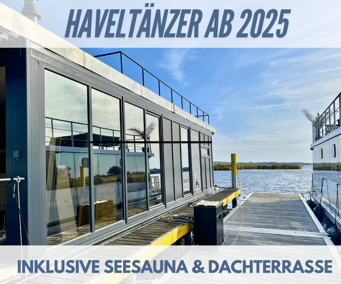 Hausboot Haveltänzer mieten für 6 Personen inklusive Seesauna und Dachterrasse auf der Havel