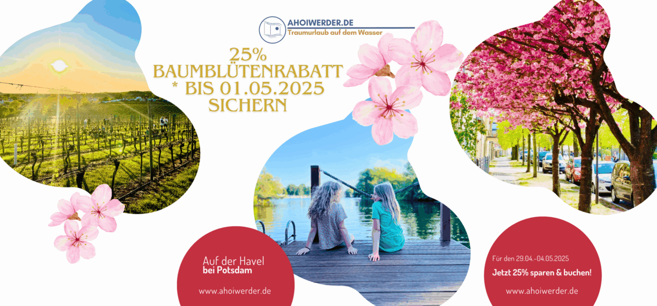 Hausbooturlaub zur Baumblüte in Werder Havel